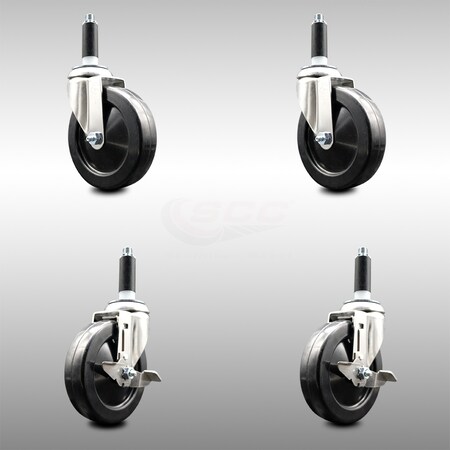 Service Caster 5 Inch 316SS Soft Rubber Swivel 3/4 Inch Expanding Stem Caster Brake SCC, 2PK SCC-SS316EX20S514-SRS-2-TLB-2-34